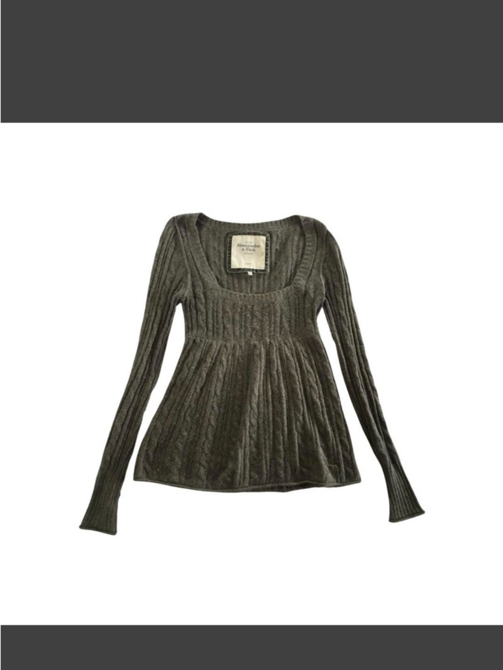 Abercrombie & Fitch Olive Green Cable Scoop Neck Sweater